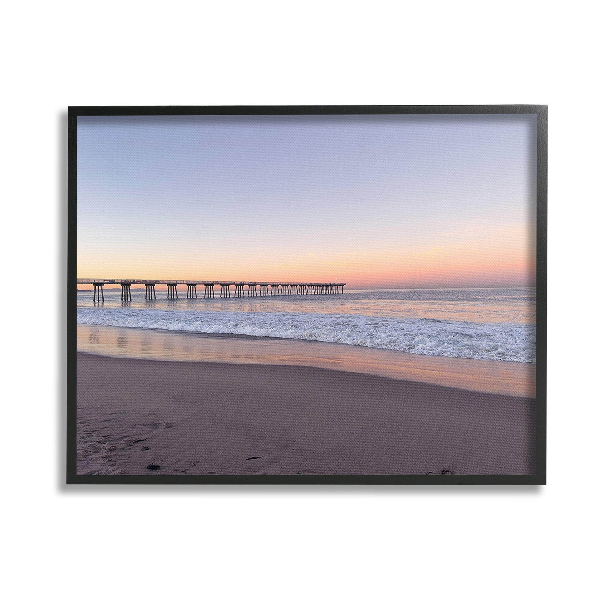 Stupell Industries Tropical Pier at Sunrise Landscape Photography Black ...