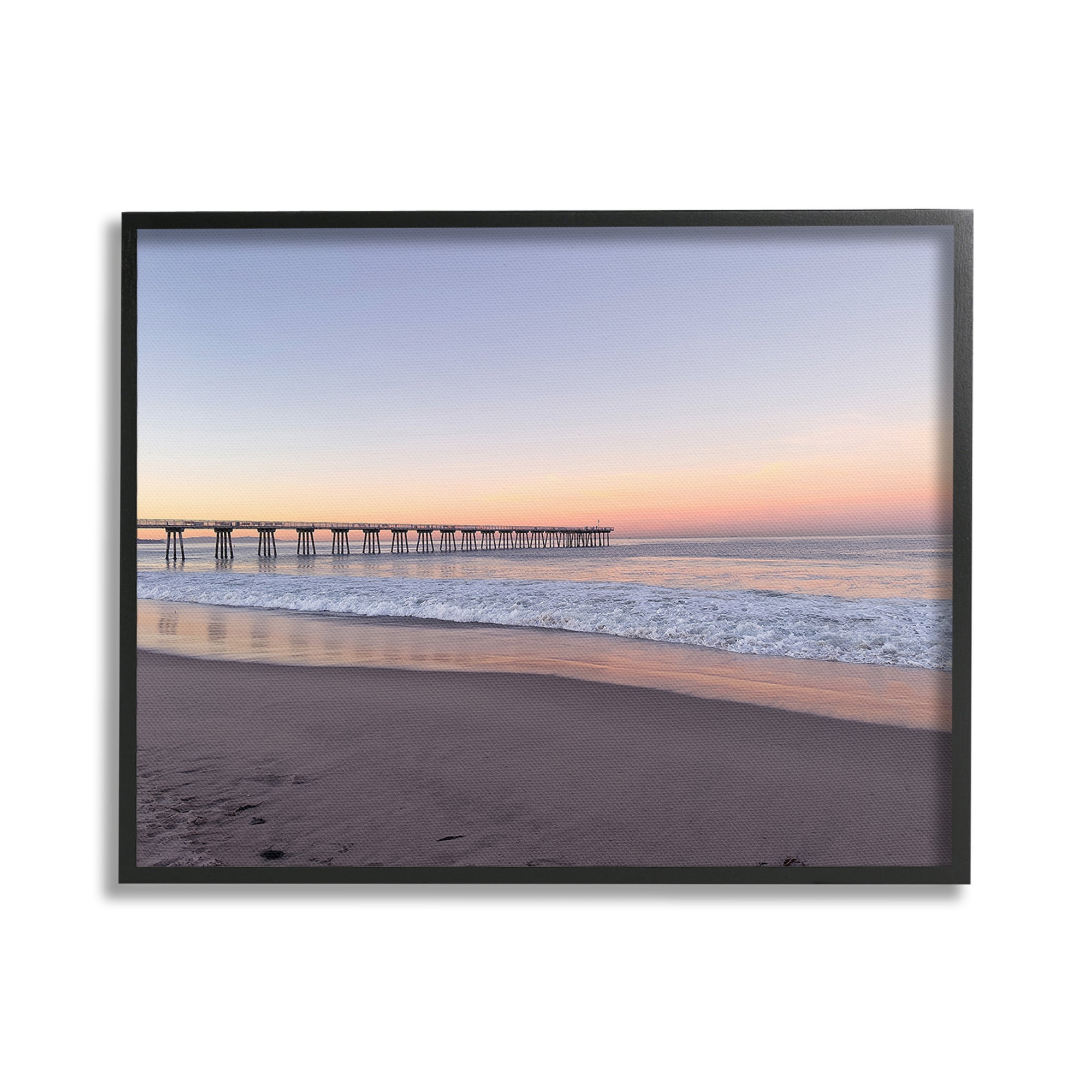 Stupell Industries Tropical Pier at Sunrise Landscape Photography Black Framed Art Print Wall Art, 20 x 16