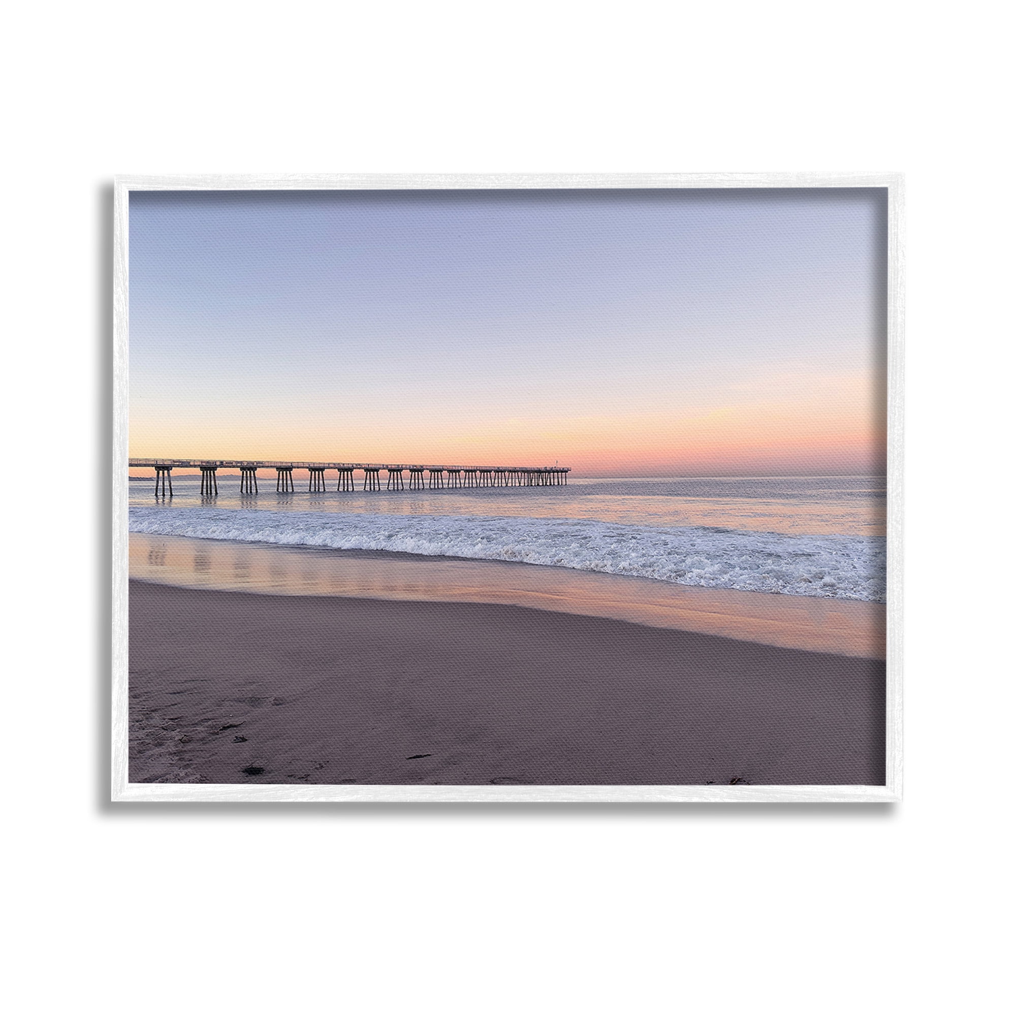 Stupell Industries Tropical Pier at Sunrise Landscape Photography White Framed Art Print Wall Art, 14 x 11