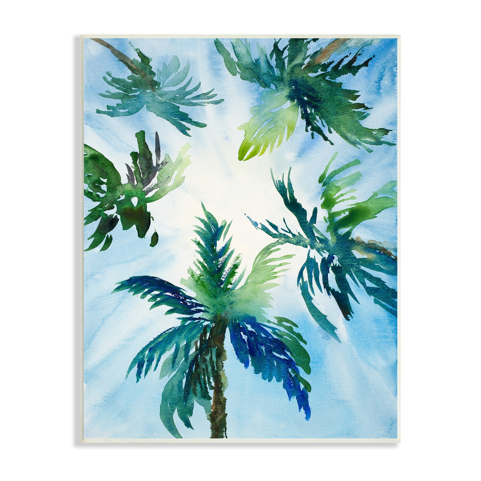 Stupell Industries Tropical Pine Tree Leaves Overhead Sunny Blue Sky Wood Wall Art, 13 x 19, Design by Lanie Loreth