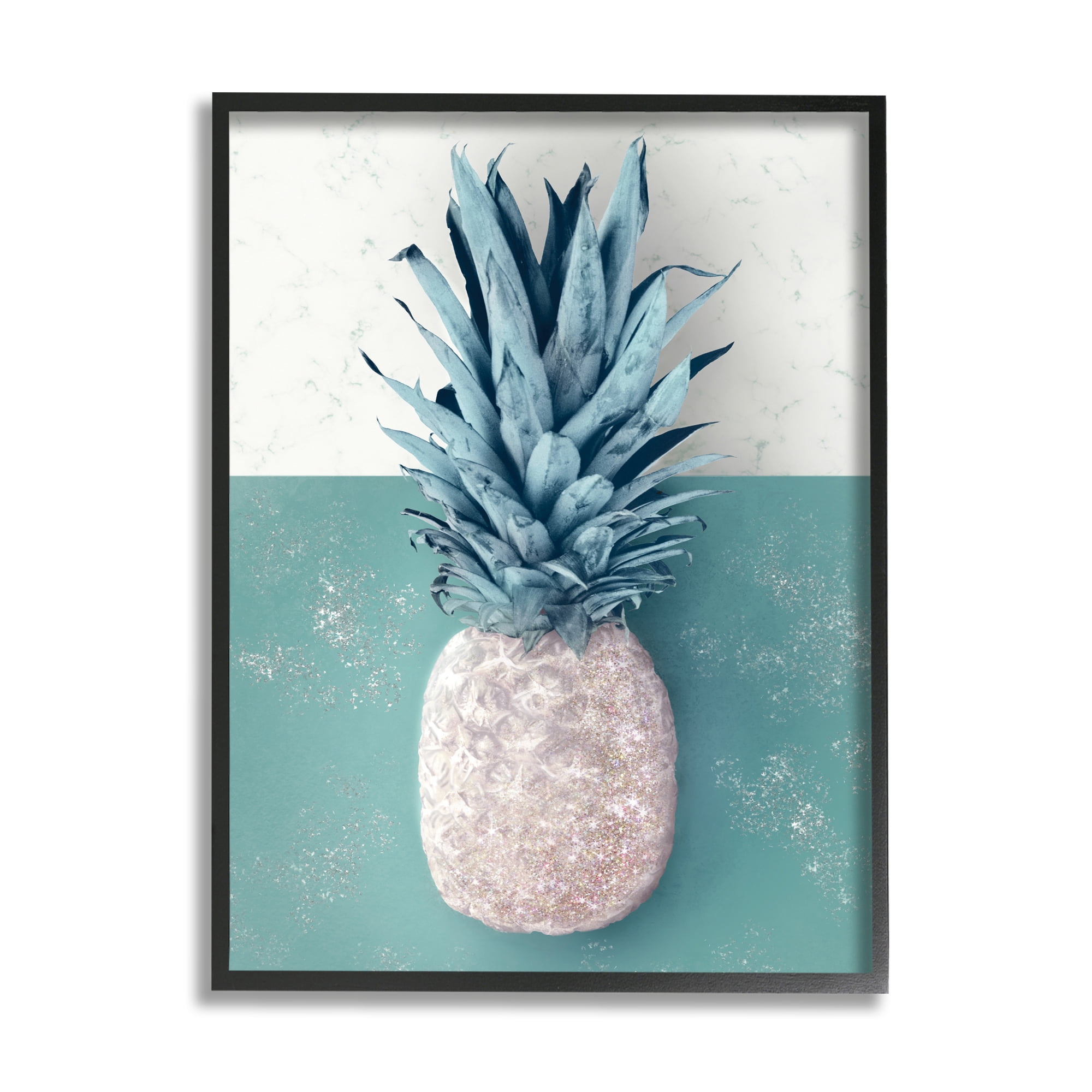Stupell Industries Tropical Pineapple Fruit Muted Green Beige Food & Beverage Painting Black Framed Art Print Wall Art, 11 x 14