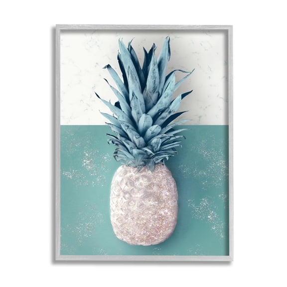 Stupell Industries Tropical Pineapple Fruit Muted Green Beige Food & Beverage Painting Gray Framed Art Print Wall Art, 11 x 14