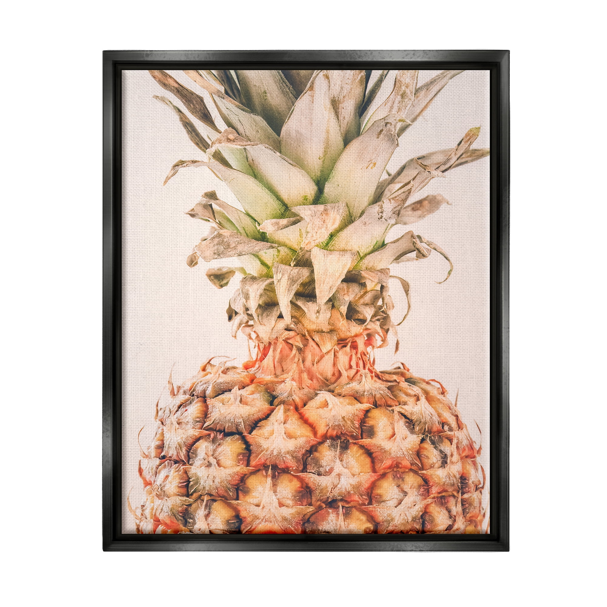 Stupell Industries Tropical Pineapple Photography Food & Beverage Photography Black Floater Framed Art Print Wall Art