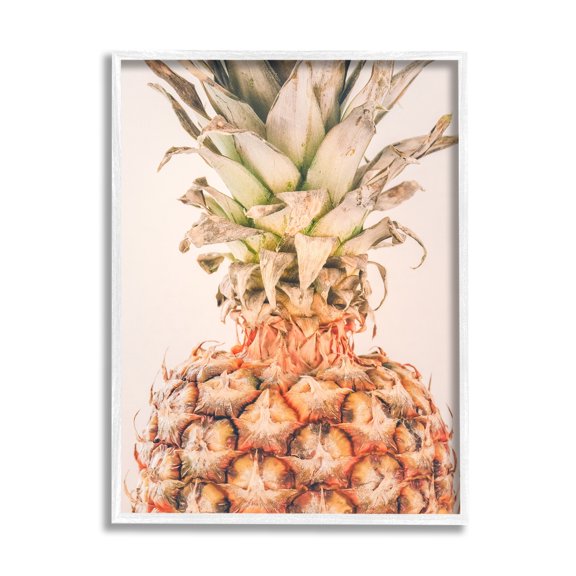 Stupell Industries Tropical Pineapple Photography Food & Beverage Photography White Framed Art Print Wall Art