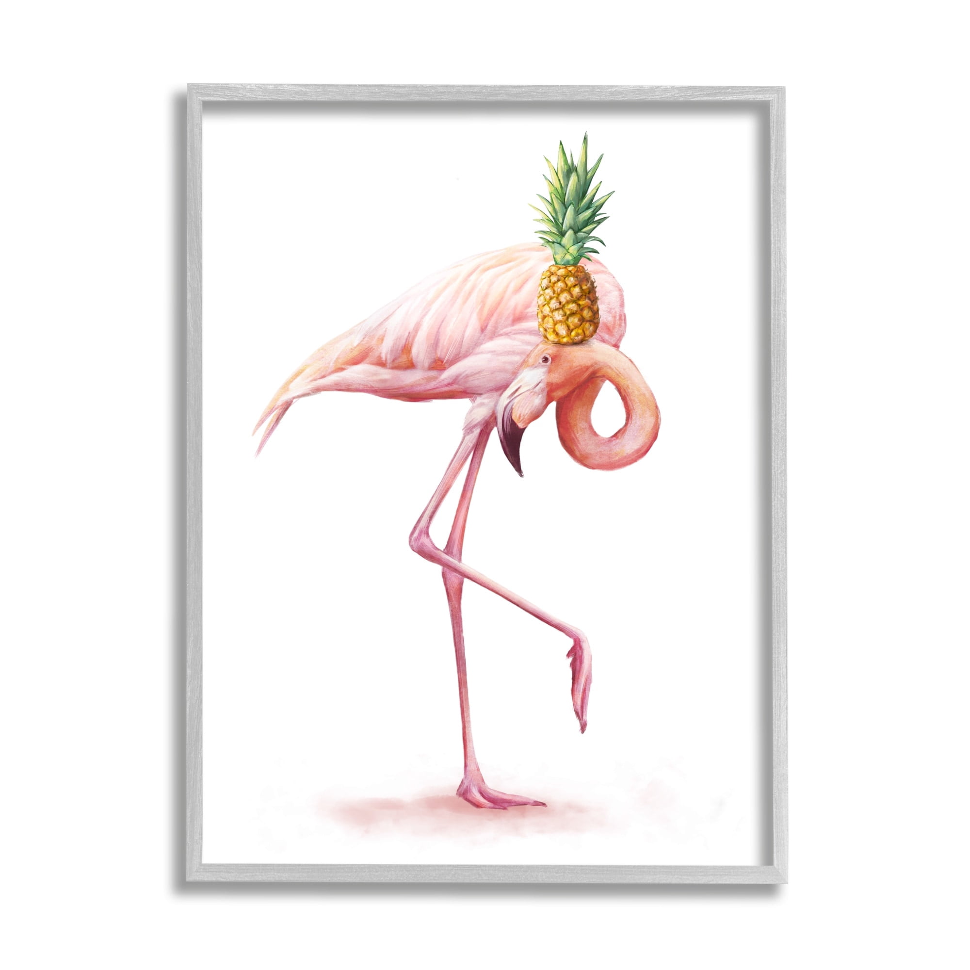 Stupell Industries Tropical Pineapple Pink Flamingo Bird Funny Fruit Animal, 24 x 30, Design by Ziwei Li