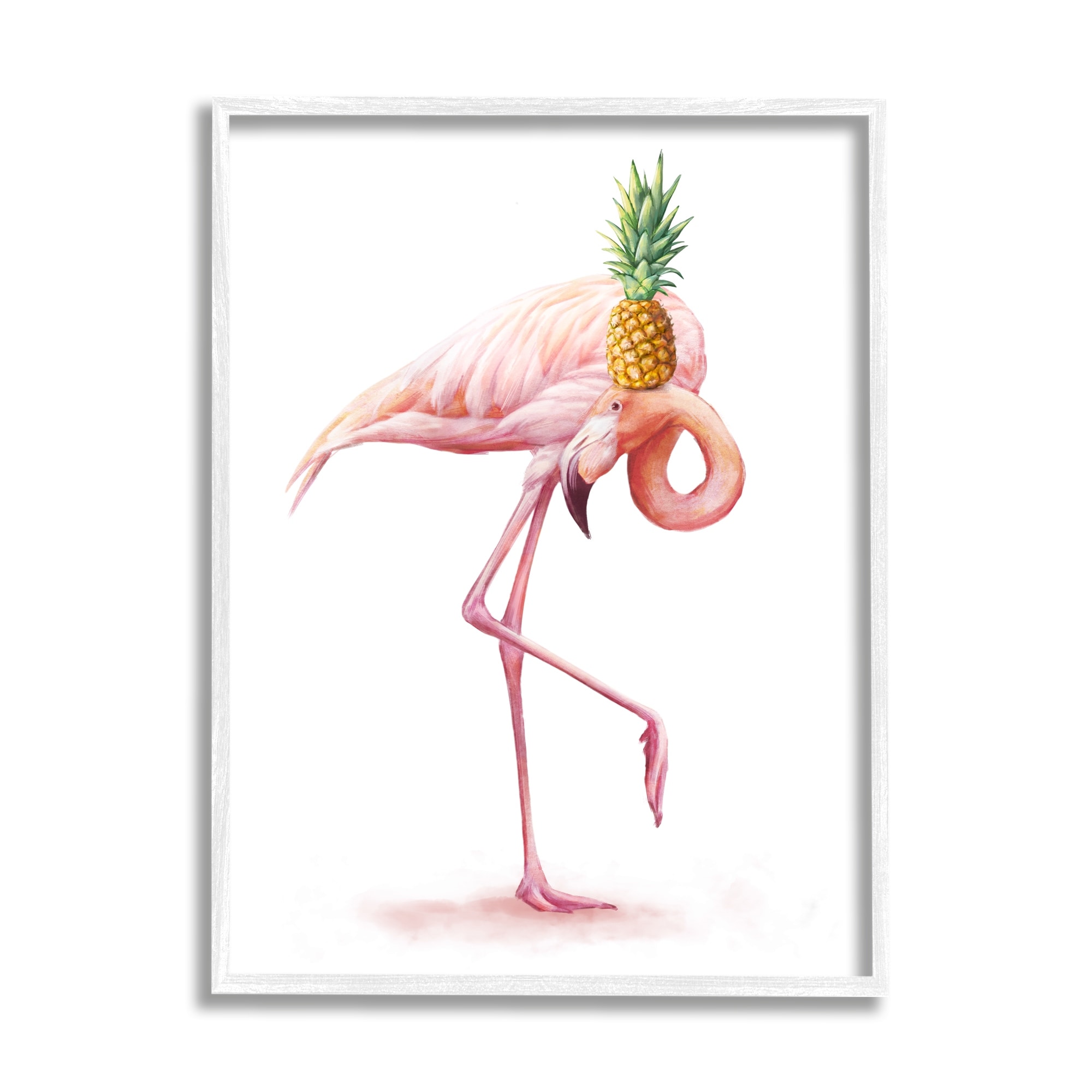 Stupell Industries Tropical Pineapple Pink Flamingo Bird Funny Fruit Animal, 24 x 30, Design by Ziwei Li