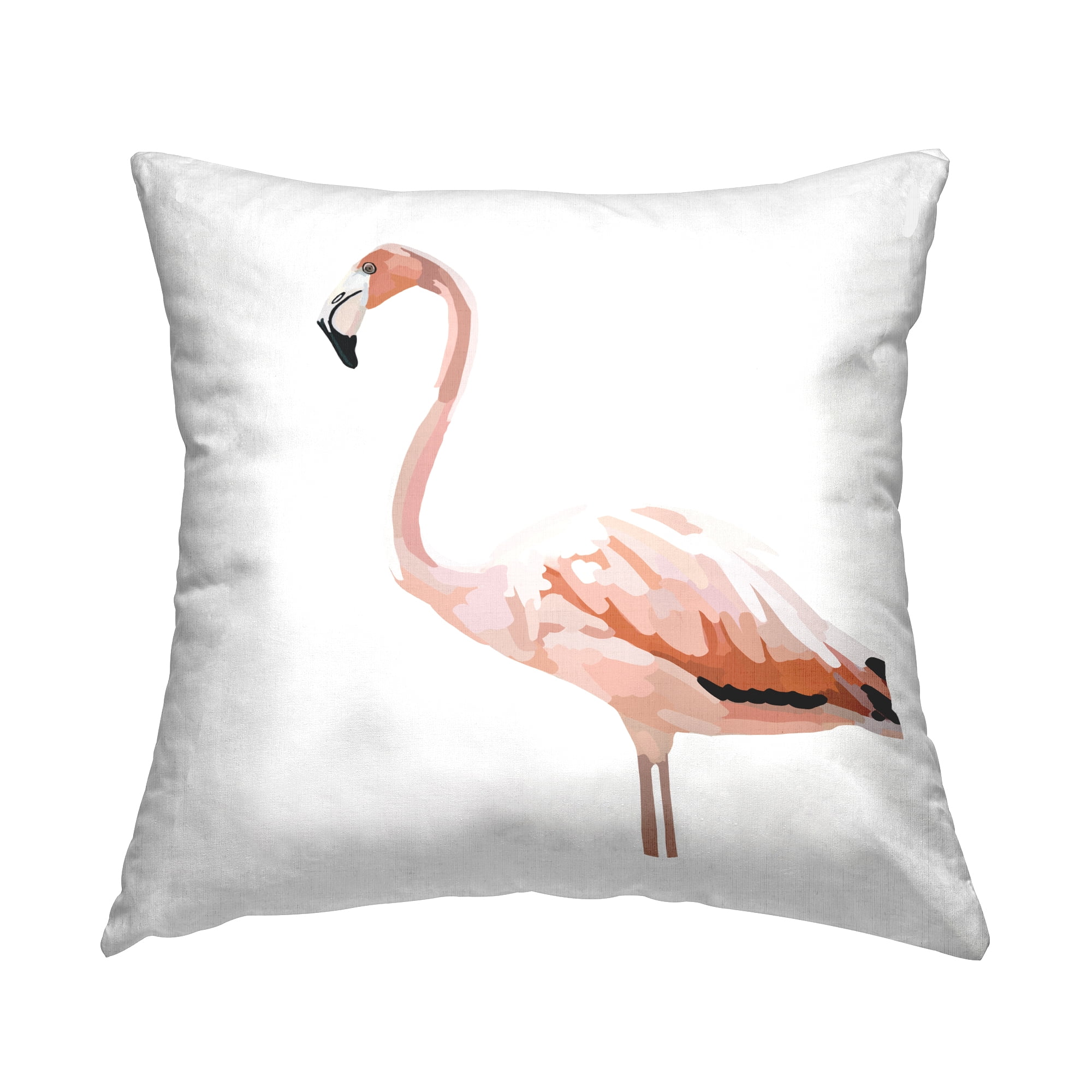 Stupell Industries Tropical Pink Flamingo Bird Casual Animal Design by Amelia Noyes Throw Pillow