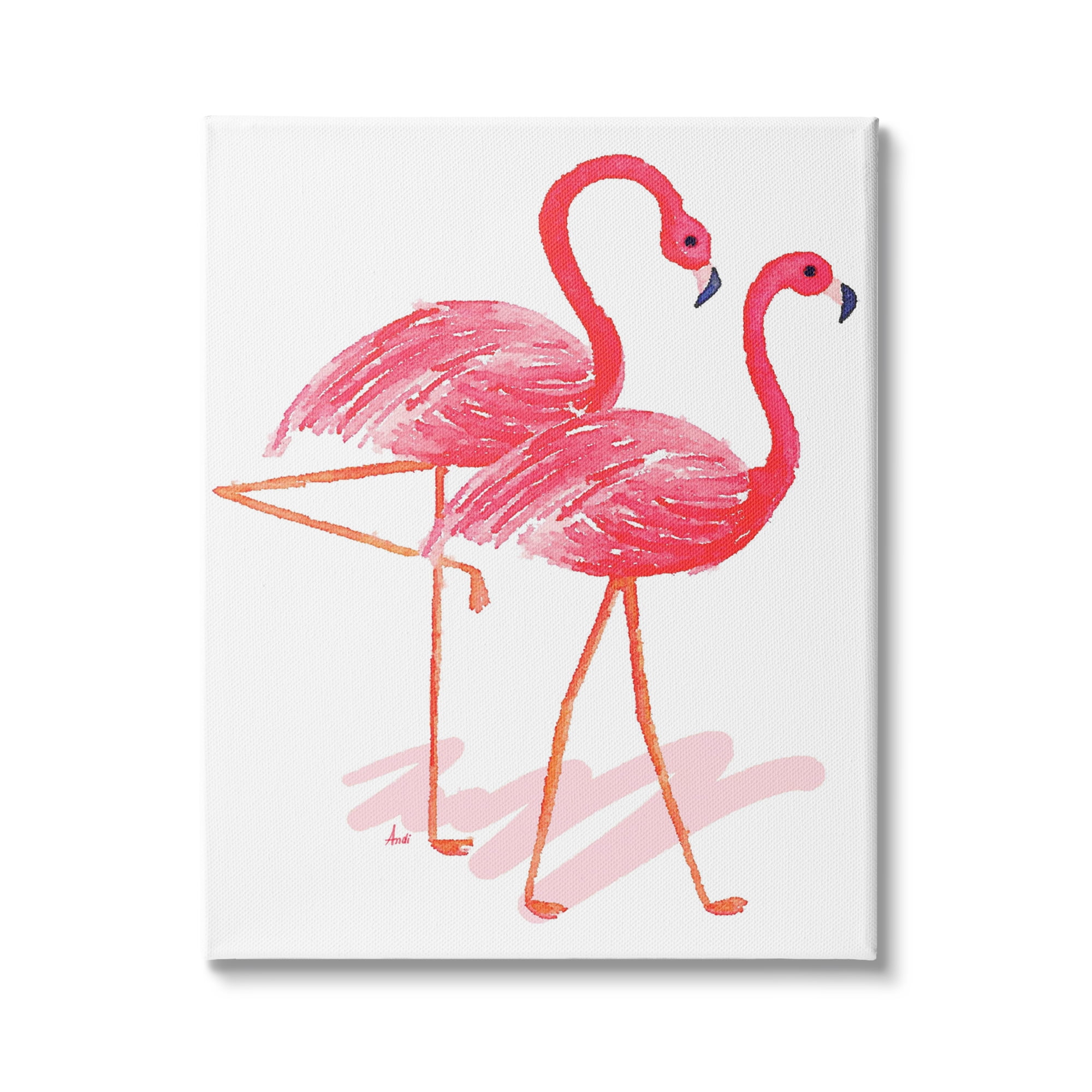 Tropical Pink Flamingo Pair Wrapped Canvas Wall Art, 24 x 30