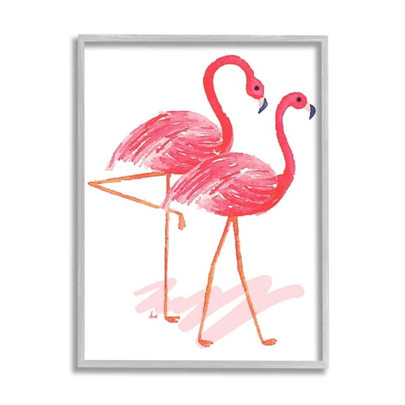 Stupell Industries Tropical Pink Flamingo Pair Bird Couple Minimal, 24 x 30, Design by Andi Metz