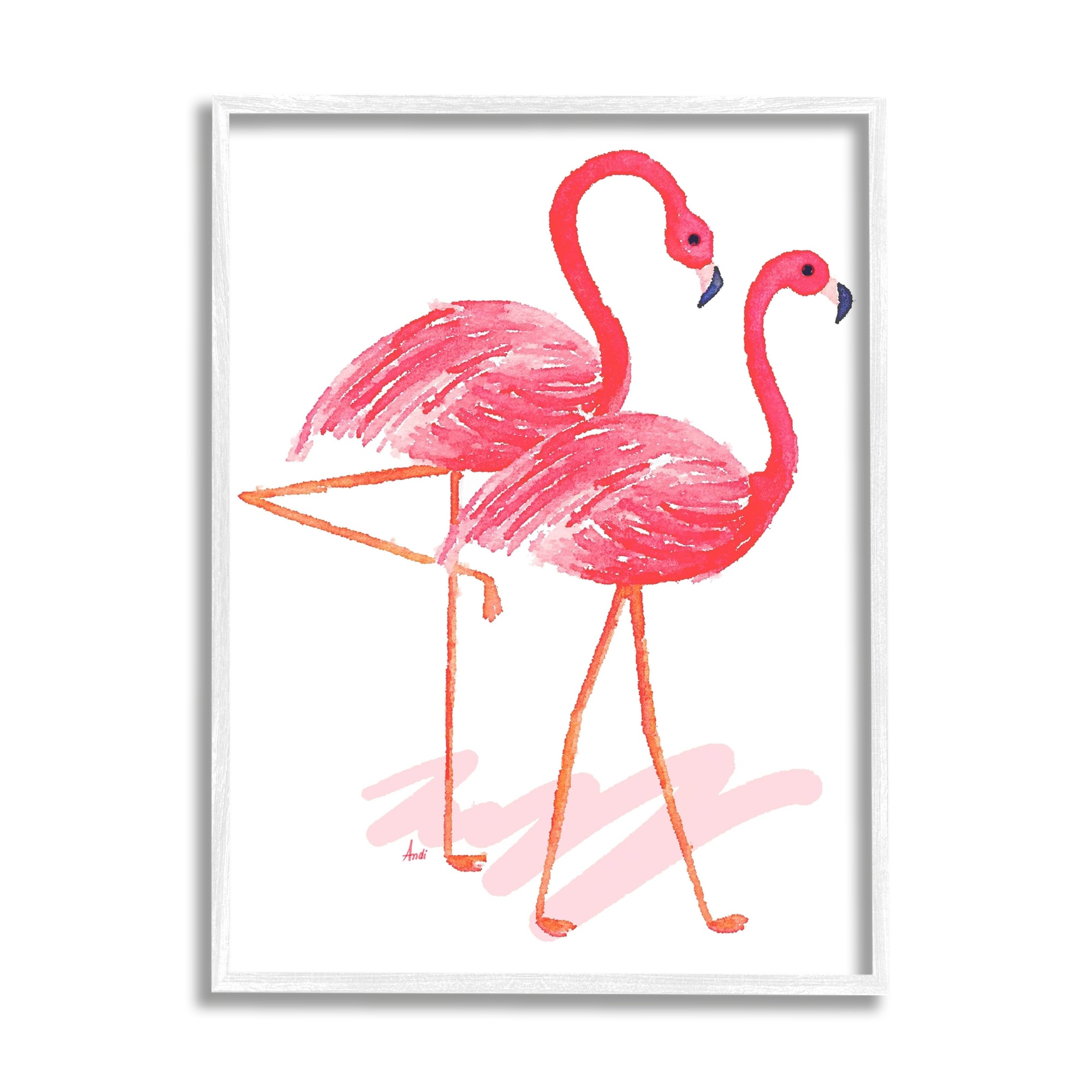 Stupell Industries Tropical Pink Flamingo Pair Bird Couple Minimal, 24 x 30, Design by Andi Metz