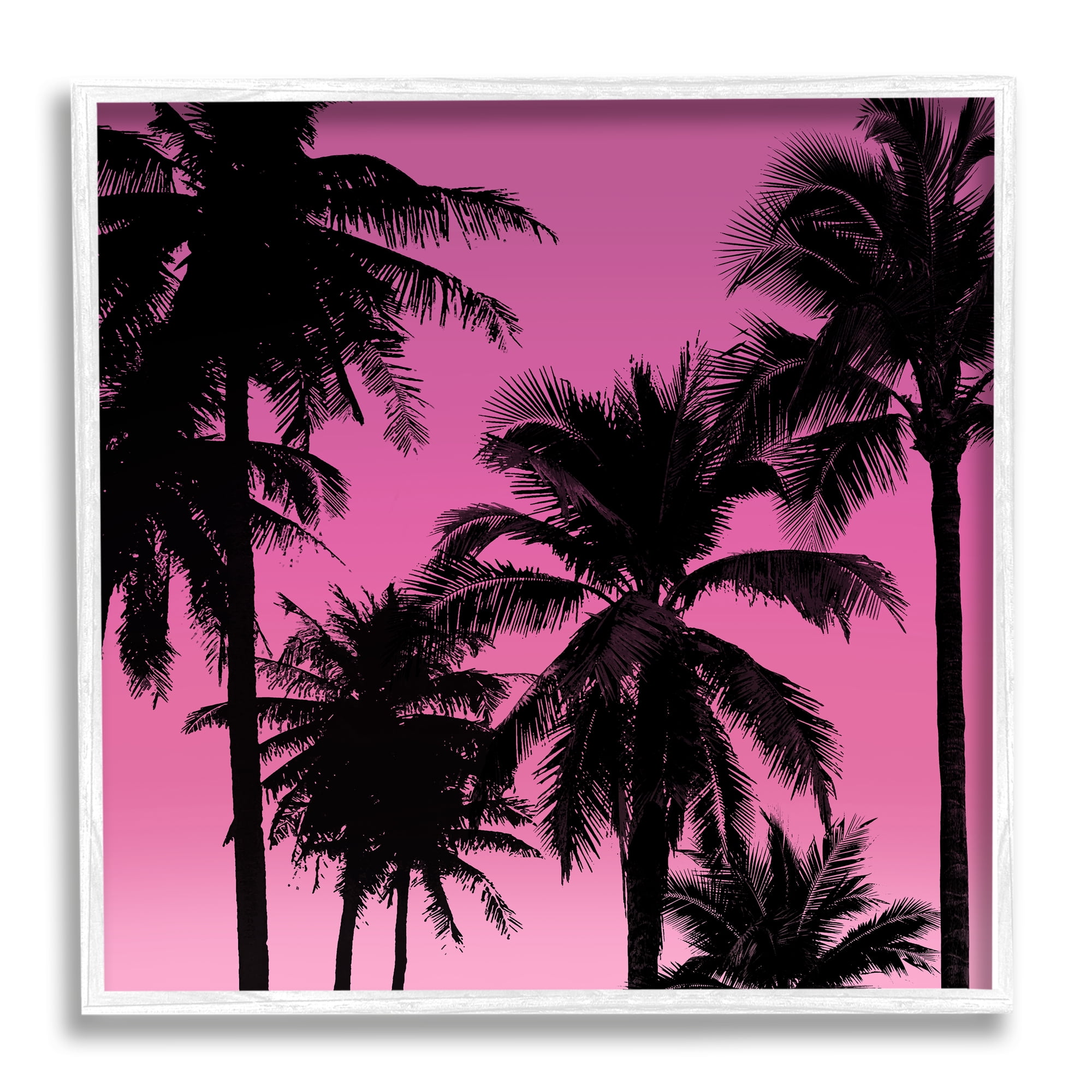 Tropical Pink Palms Canvas Print with White Frame, 12" x 12"
