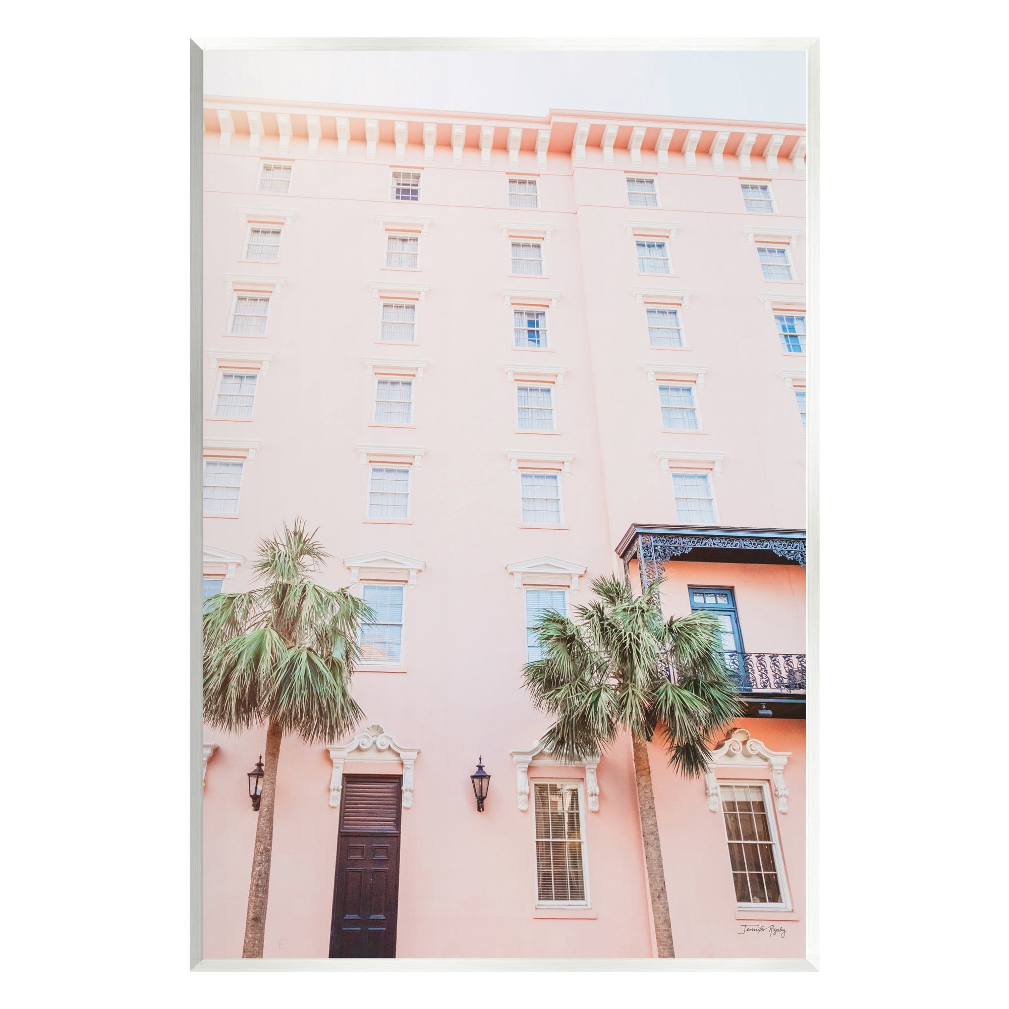 Stupell Industries Tropical Pink Vacation Building Summer Palm Trees Photograph Unframed Art Print Wall Art, Design by Jennifer Rigsby