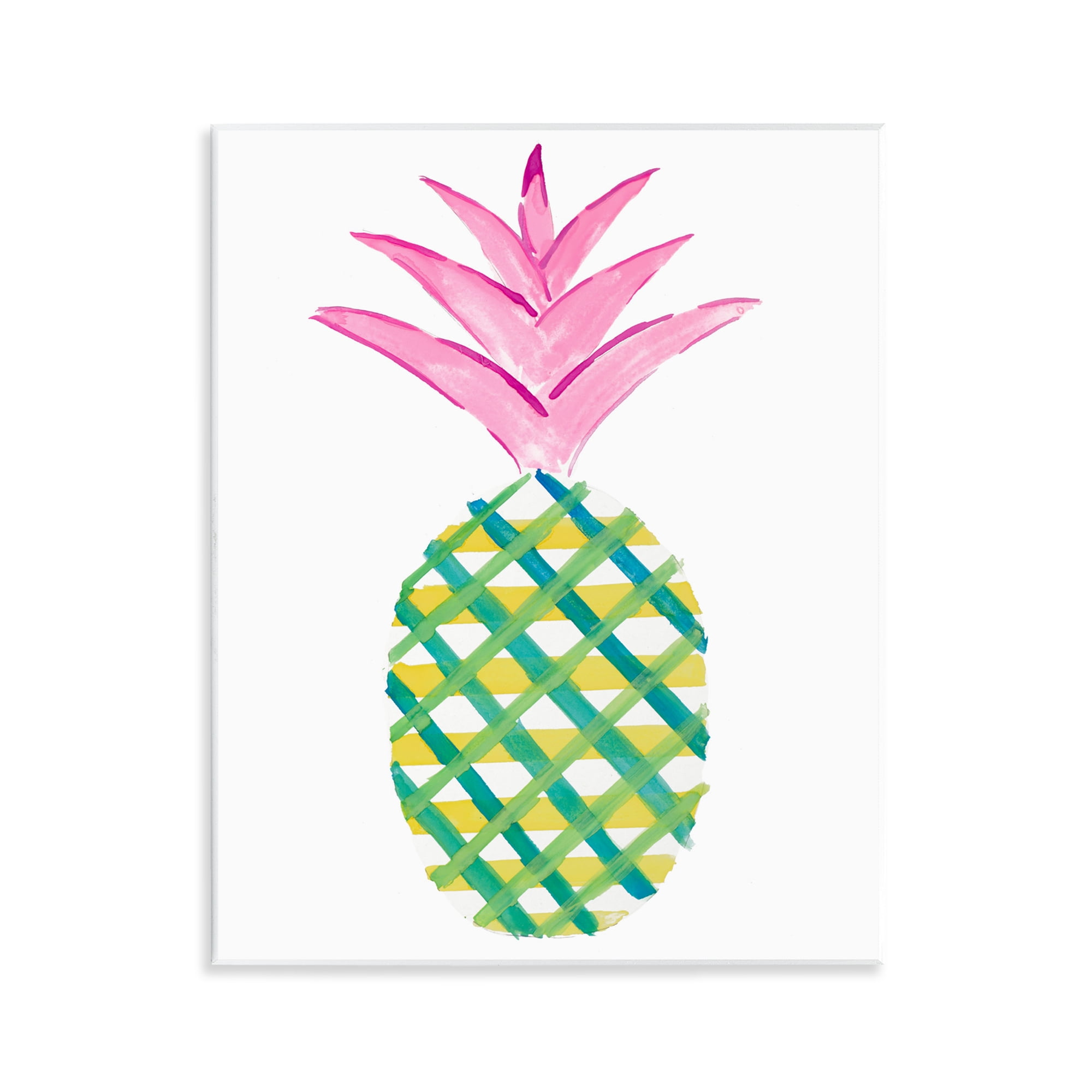 Stupell Industries Tropical Plaid Pineapple Food & Beverage Painting Unframed Art Print Wall Art, 11 x 14