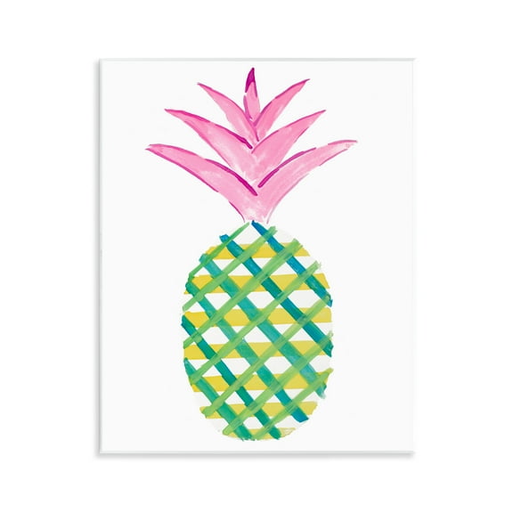 Stupell Industries Tropical Plaid Pineapple Food & Beverage Painting Unframed Art Print Wall Art, 11 x 14