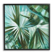 Stupell Industries Tropical Plant Leaves Abstraction Botanical & Floral Painting Black Framed Art Print Wall Art