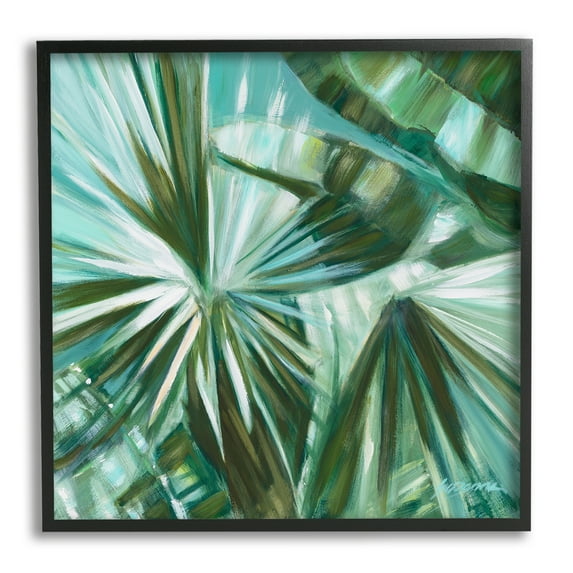 Stupell Industries Tropical Plant Leaves Abstraction Botanical & Floral Painting Black Framed Art Print Wall Art