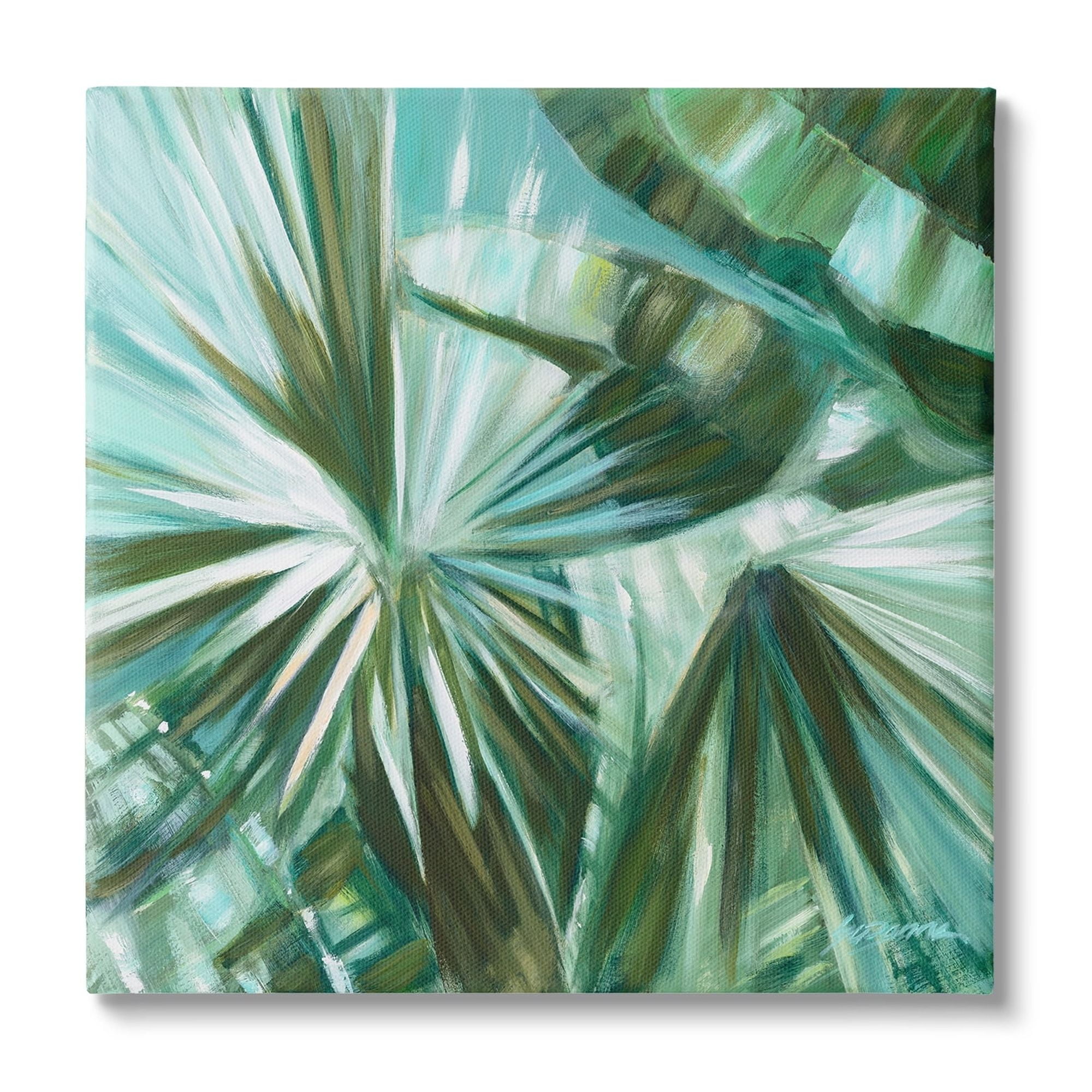 Tropical Green Abstract Botanical Canvas Wall Art, 17 x 17 inches