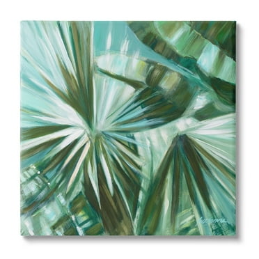 Stupell Industries Tropical Plant Leaves Abstraction Botanical & Floral Painting Gallery Wrapped Canvas Print Wall Art