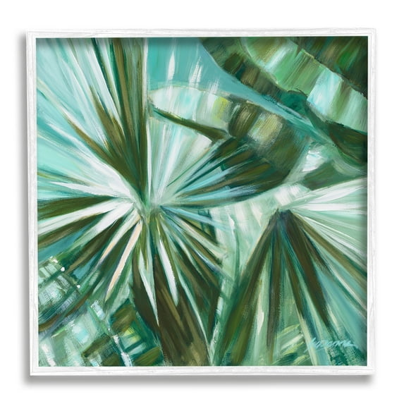 Stupell Industries Tropical Plant Leaves Abstraction Botanical & Floral Painting White Framed Art Print Wall Art