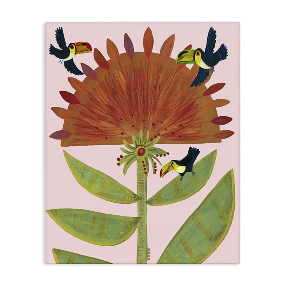 Stupell Industries Eclectic Tropical Plant & Toucans Canvas Art, 24 x 30, by Kay Widdowson