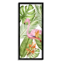 Stupell Industries Tropical Plants & Flamingo Animals & Insects Painting Black Framed Art Print Wall Art, 10 x 24