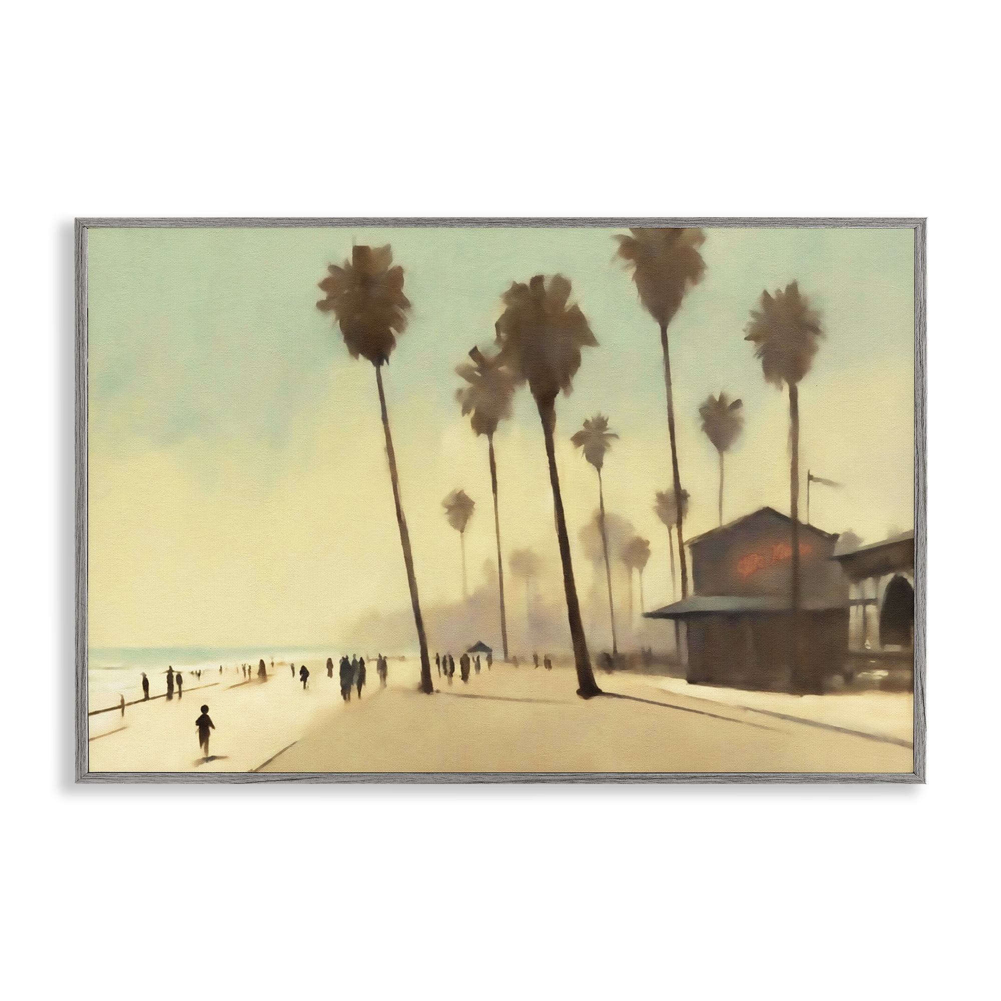 Stupell Industries Tropical Promenade Landscape Landscape & Nature Painting Gray Framed Art Print Wall Art, 18 x 12