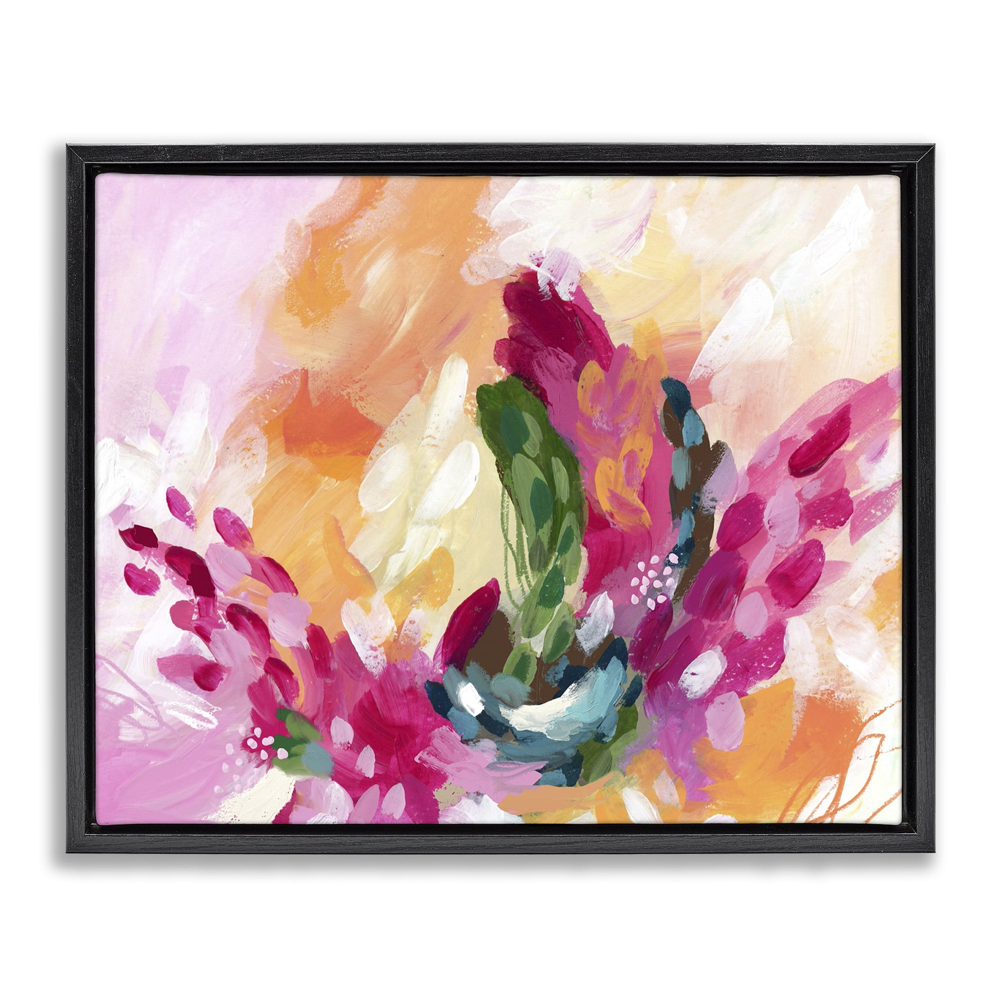 Stupell Industries Tropical Punch Abstraction Abstract Painting Black Floater Framed Canvas Art Print Wall Art, 21 x 17