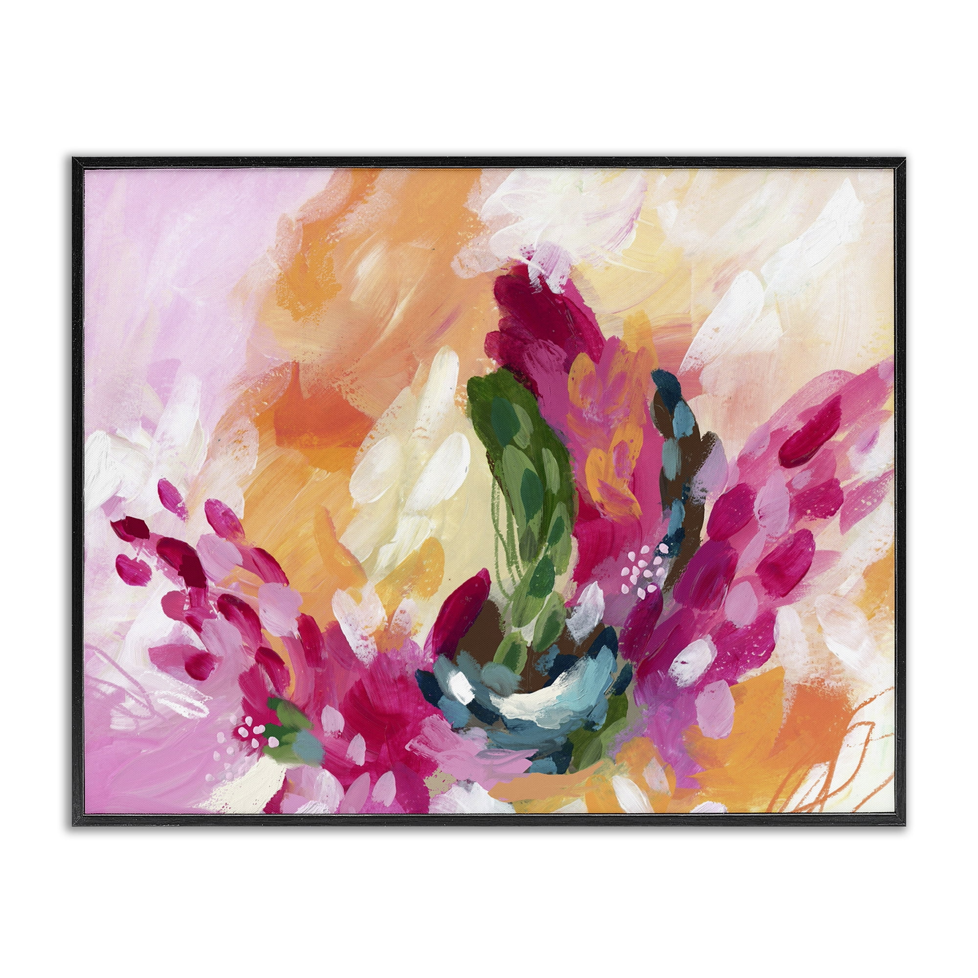 Stupell Industries Tropical Punch Abstraction Abstract Painting Black Framed Art Print Wall Art, 30 x 24