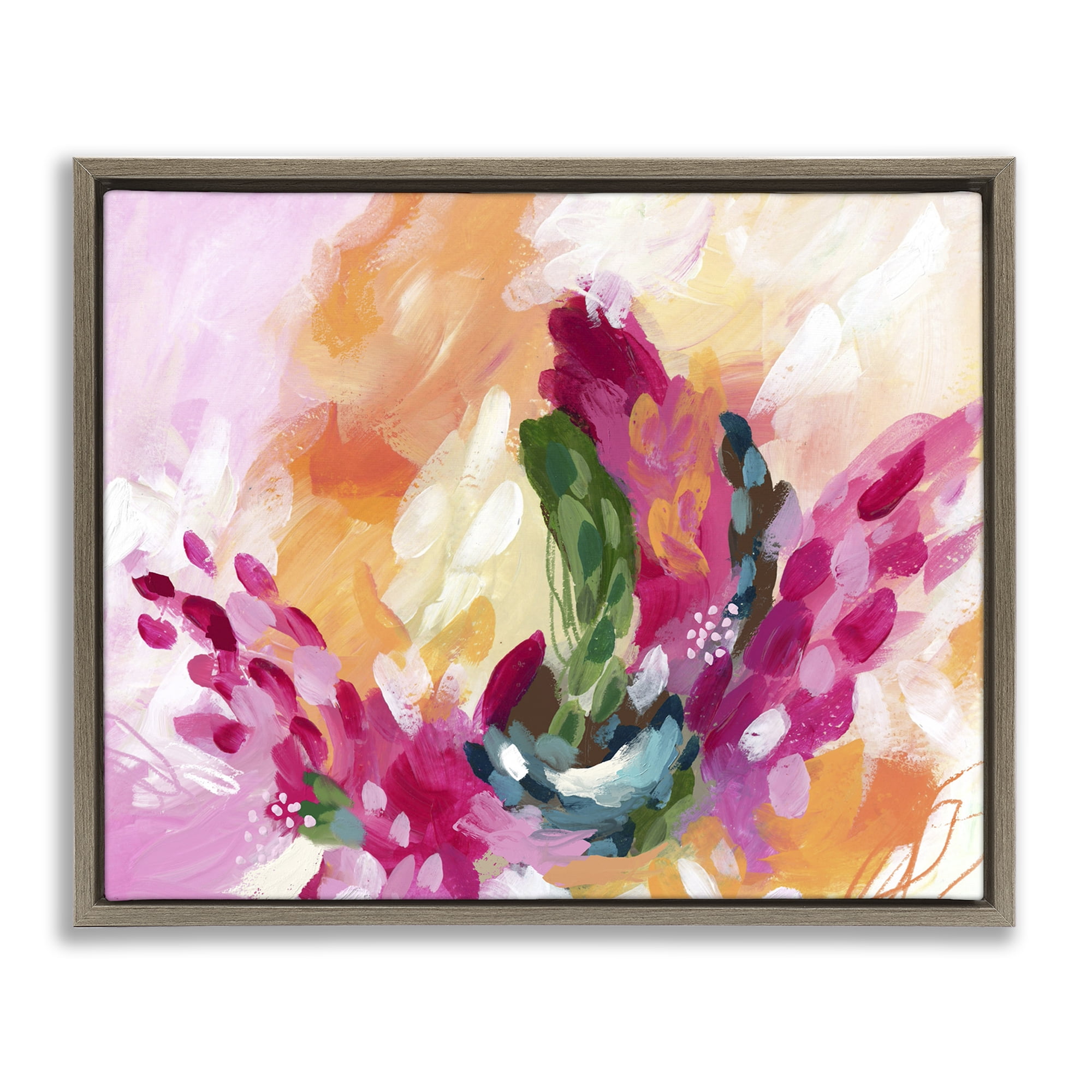 Stupell Industries Tropical Punch Abstraction Abstract Painting Brown Floater Framed Canvas Art Print Wall Art, 21 x 17