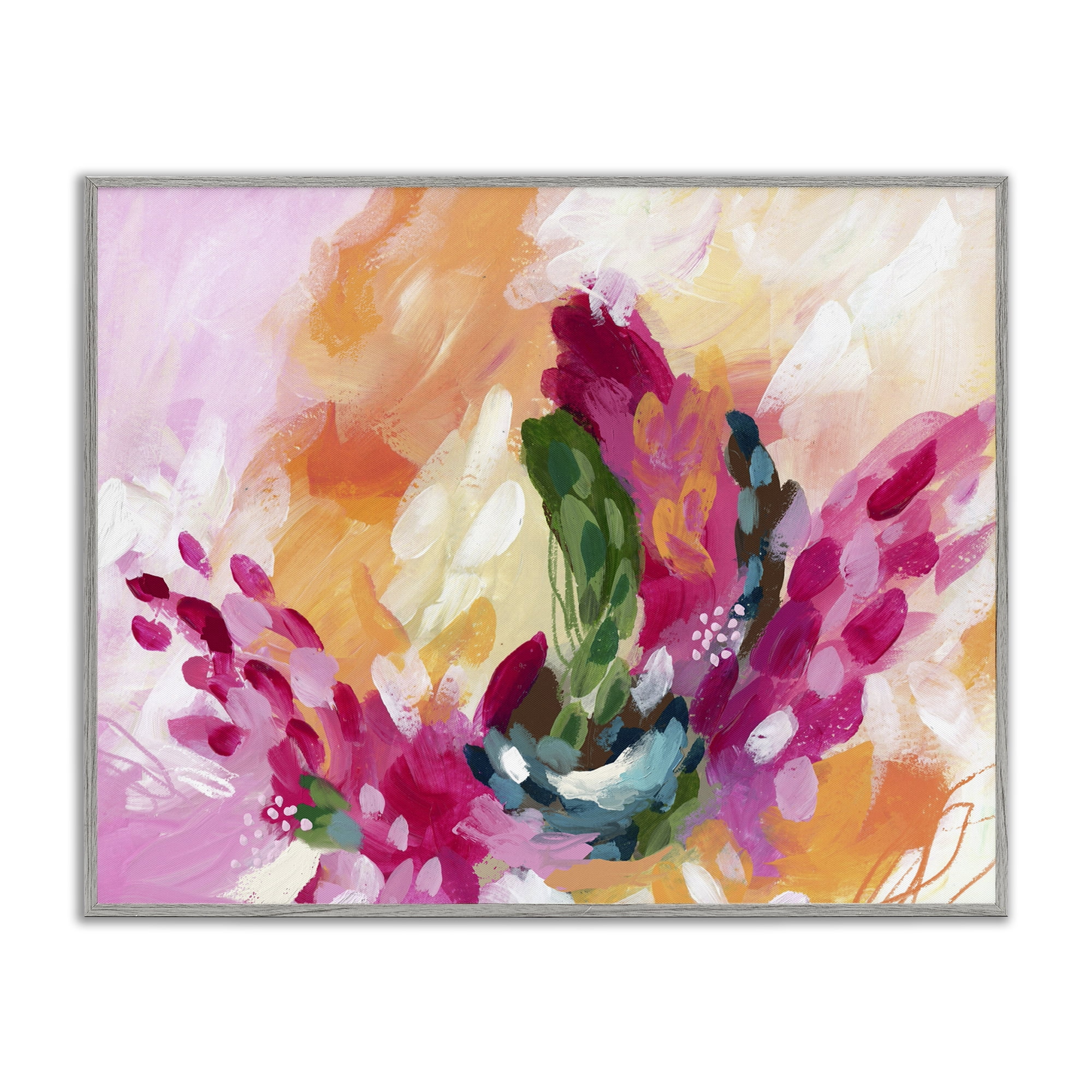 Stupell Industries Tropical Punch Abstraction Abstract Painting Gray Framed Art Print Wall Art, 14 x 11
