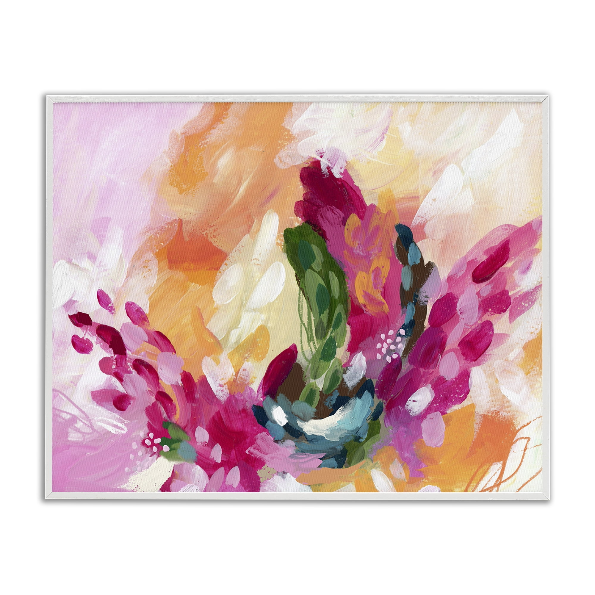 Stupell Industries Tropical Punch Abstraction Abstract Painting White Framed Art Print Wall Art, 30 x 24