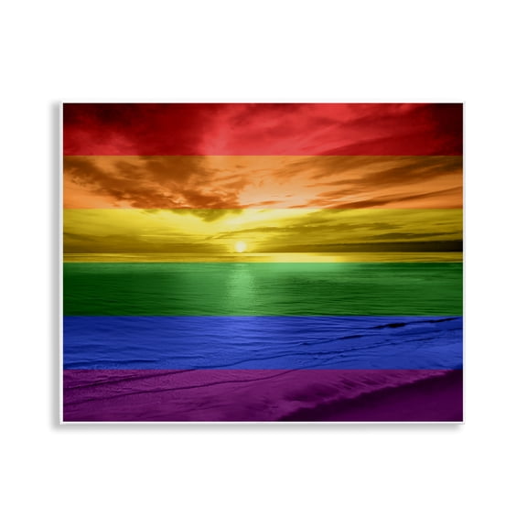 Stupell Industries Tropical Rainbow Sunset Beach Wall Plaque Art, 14 x 11, by Maggie Olsen