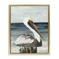 thumbnail image 1 of Stupell Industries Tropical Resting Beach Pelican Gold Floating Frame Canvas Art, 17 x 21, by Julie DeRice, 1 of 8