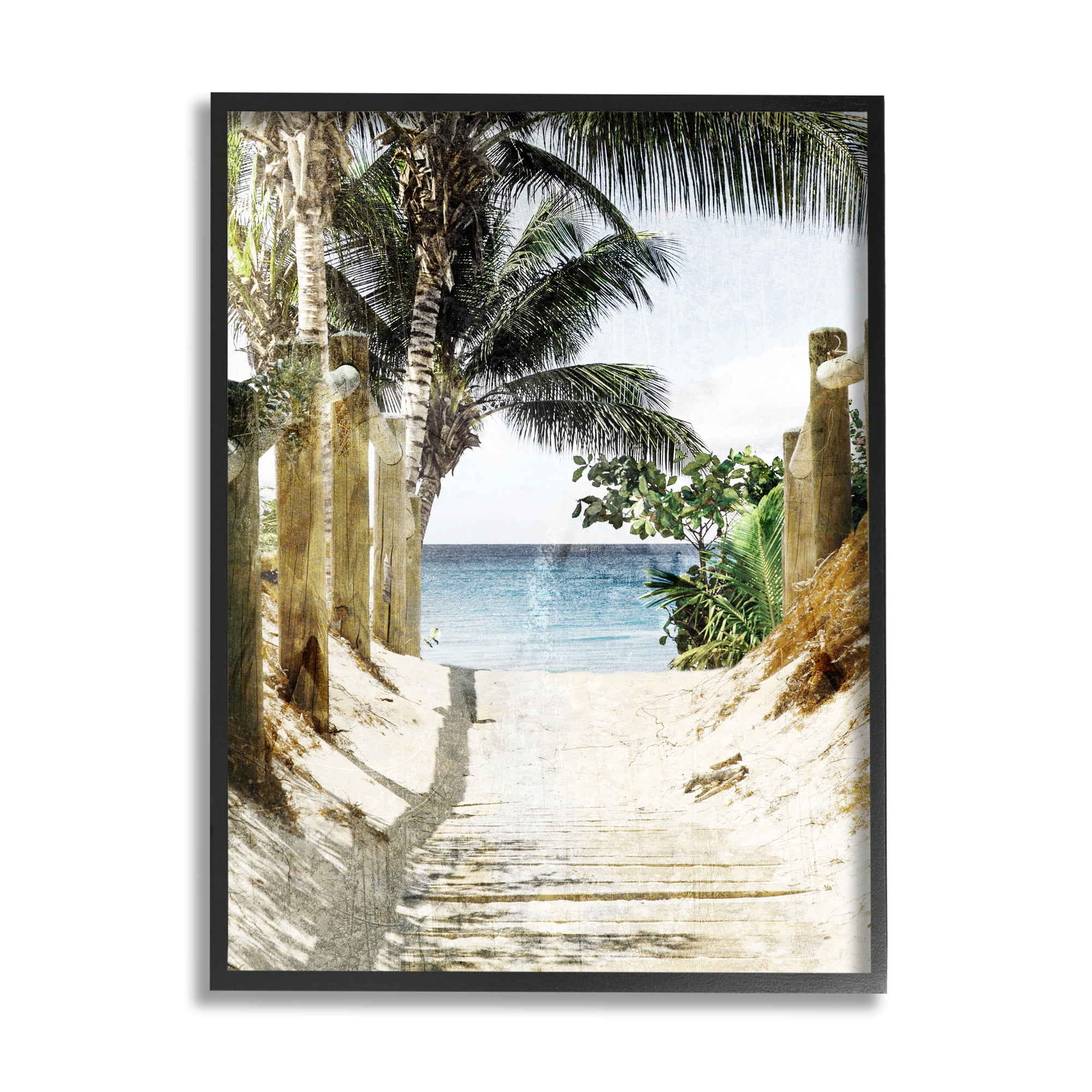 Stupell Industries Tropical Sandy Path Landscape Photography Black Framed Art Print Wall Art, 11 x 14
