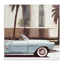Stupell Industries Tropical Scene Classic Car Transportation Painting Wrapped Canvas Art Print Wall Art, 17 x 17