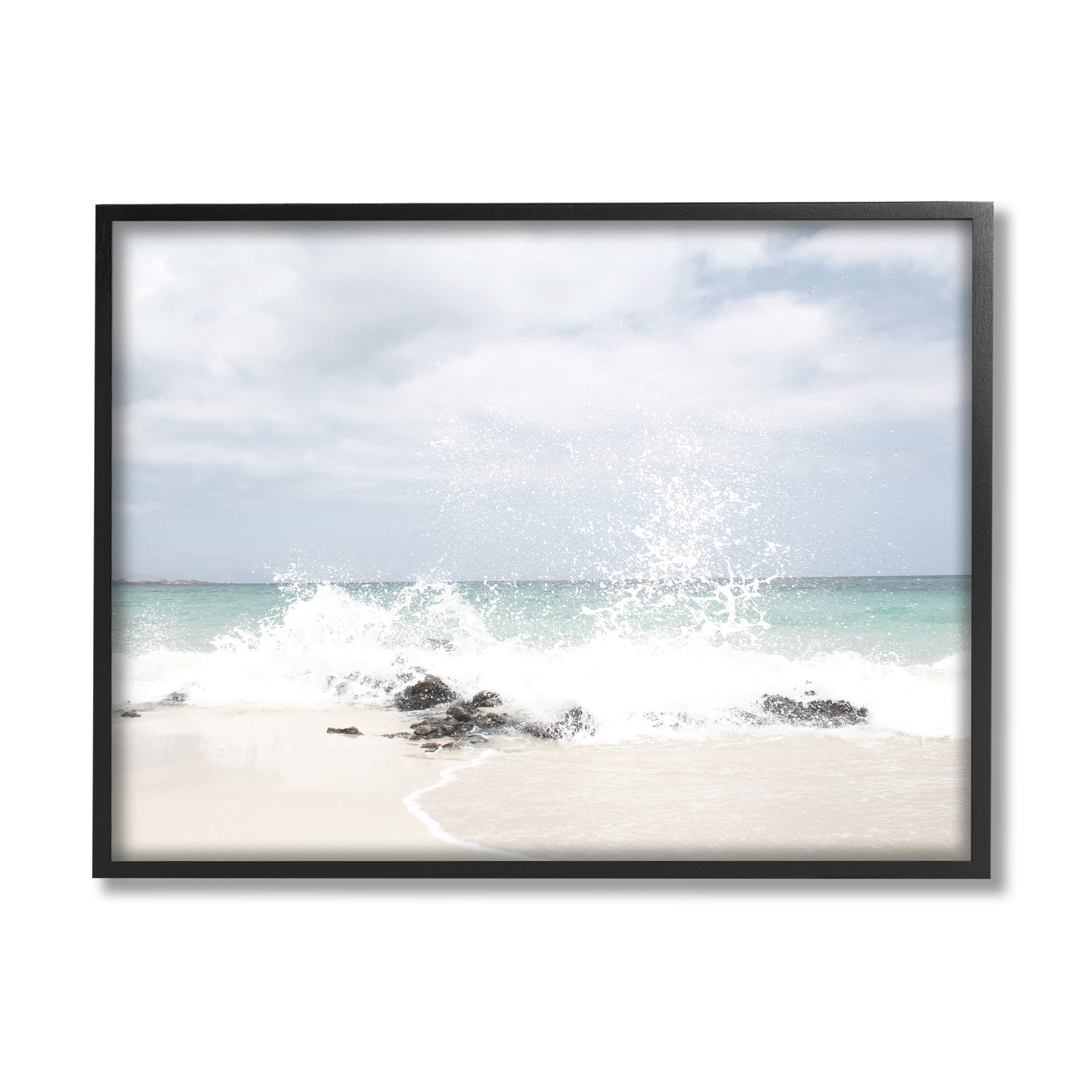 Stupell Industries Tropical Sea Coast Wave Splash Rocky Sand Beach,14 x 11, Design by Leah Straatsma
