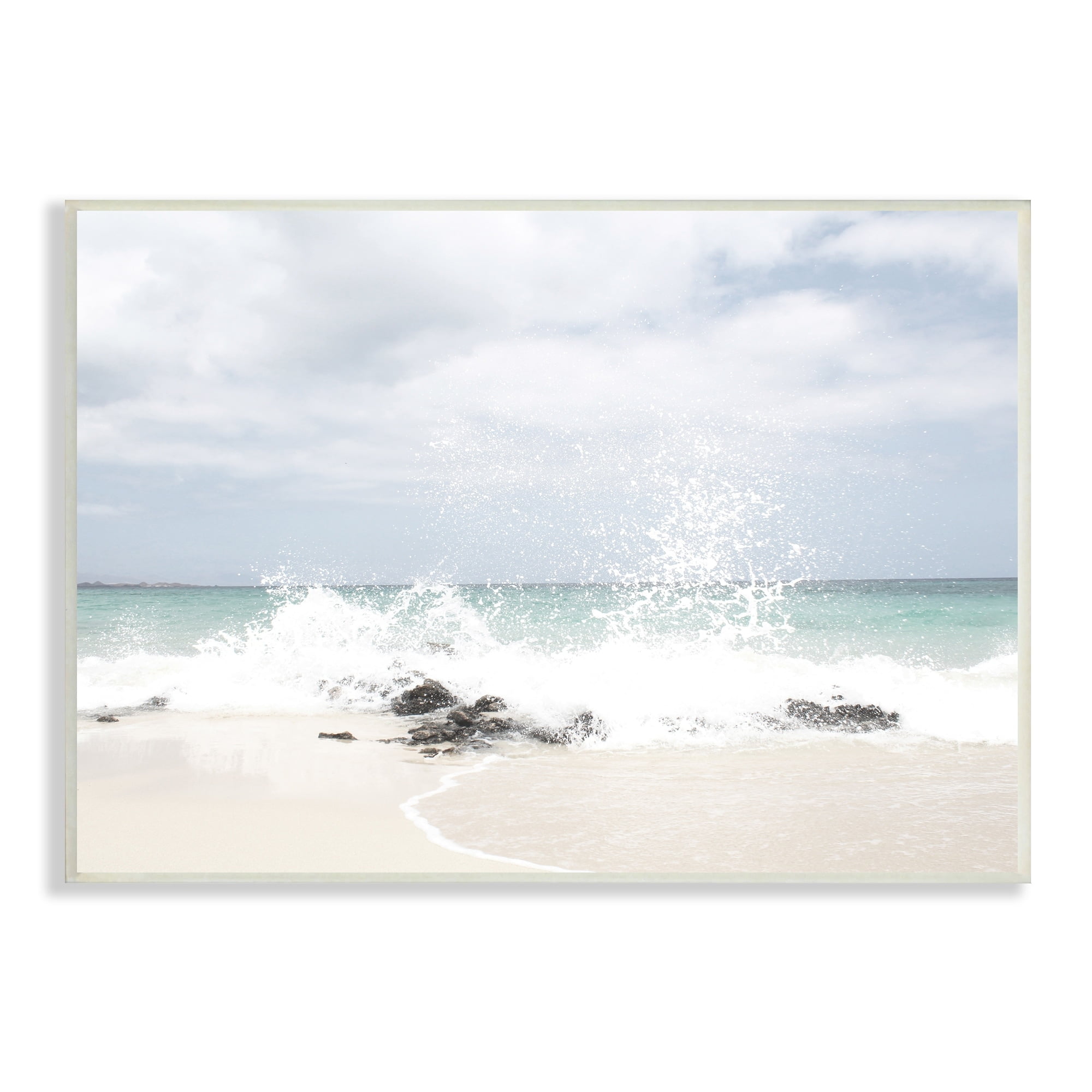 Stupell Industries Tropical Sea Coast Wave Splash Rocky Sand Beach,15 x 10, Design by Leah Straatsma
