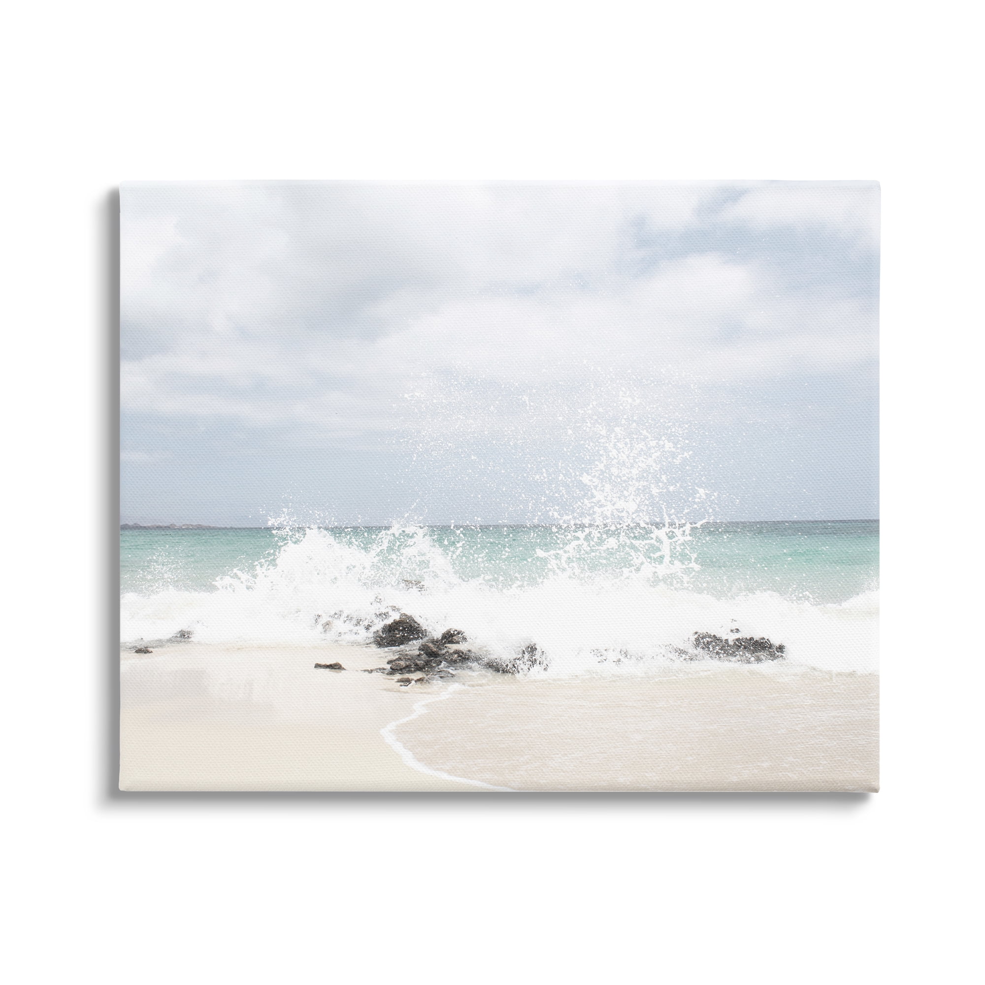 Stupell Industries Tropical Sea Coast Wave Splash Rocky Sand Beach,48 x 36, Design by Leah Straatsma