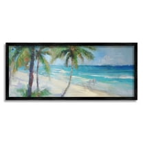 Stupell Industries Tropical Sea Waves Scene Landscape Painting Black Framed Art Print Wall Art, 24 x 10