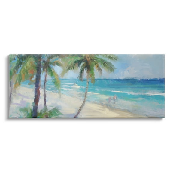 Stupell Industries Tropical Sea Waves Scene Landscape Painting Gallery Wrapped Canvas Art Print Wall Art, 40 x 17