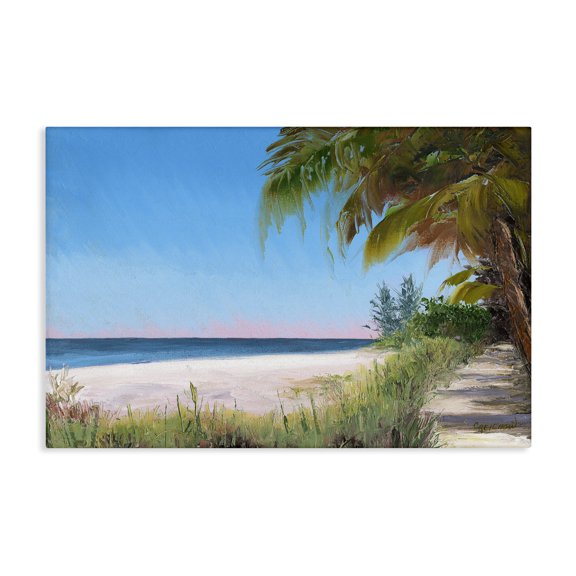 Stupell Industries Tropical Shady Path Landscape & Nature Painting Wrapped Canvas Art Print Wall Art, 24 x 16