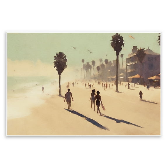 Stupell Industries Tropical Shore Walk Landscape & Nature Painting Unframed Art Print Wall Art, 15 x 10