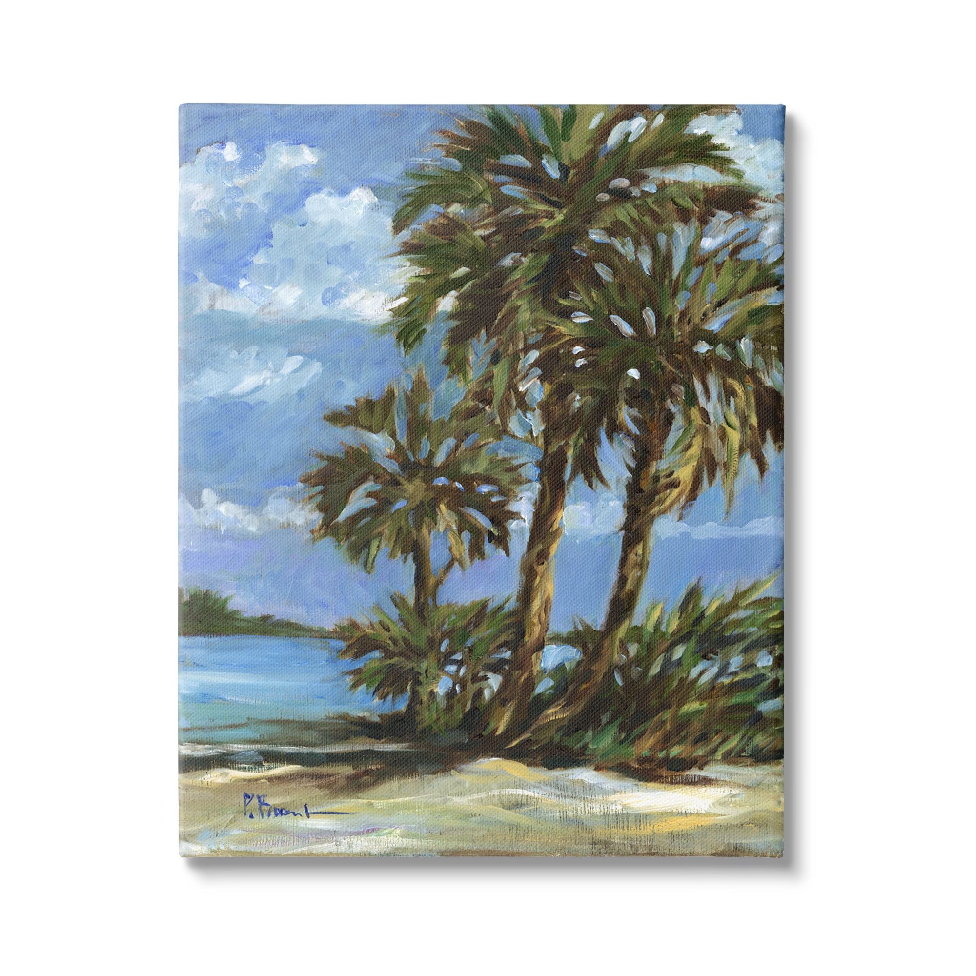 Stupell Industries Tropical Shoreline View Nature Painting Gallery Wrapped Canvas Print Wall Art, 36 x 48