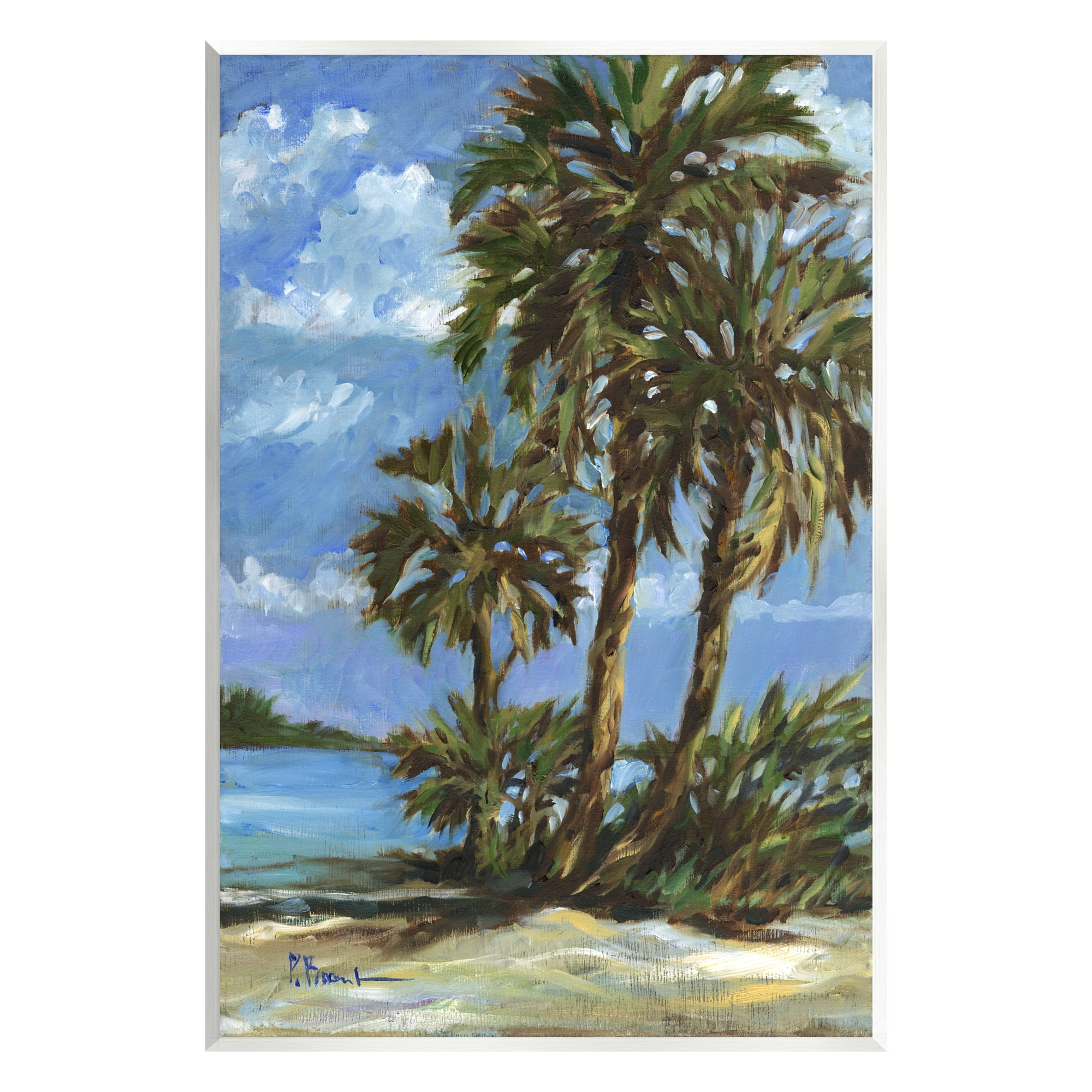 Stupell Industries Tropical Shoreline View Nature Painting Unframed Art Print Wall Art, 10 x 15