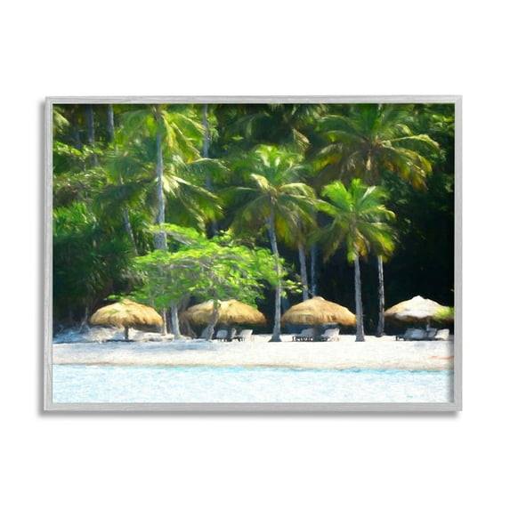 Stupell Industries Tropical Summer Beach Canopies Coastal Photography Gray Framed Art Print Wall Art