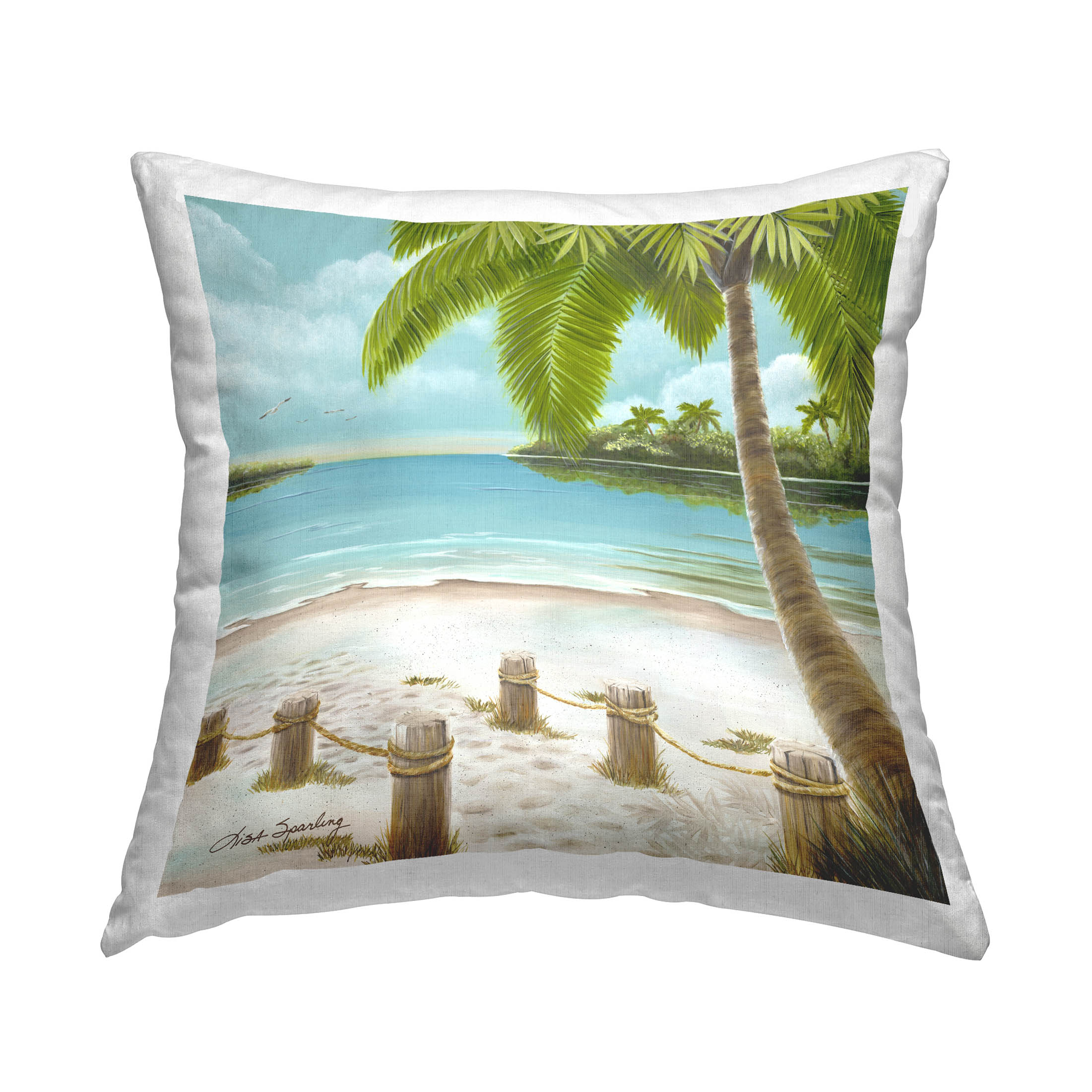 Stupell Industries Tropical Summer Beach Shore Printed Throw Pillow Design by Lisa Sparling