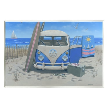 Stupell Industries Tropical Summer Beach Van Coastal Painting Unframed Art Print Wall Art