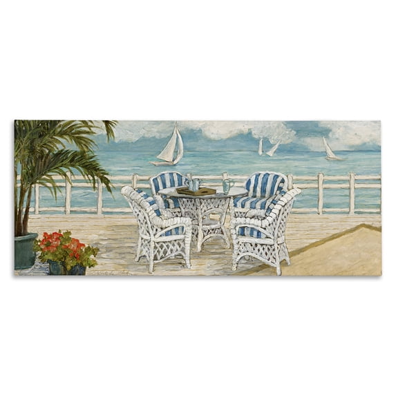 Stupell Industries Tropical Summer Beach View Deck Canvas Art, 24 x 10, by Charlene Olson