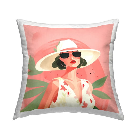 Stupell Industries Tropical Summer Fashion Decorative Printed Throw Pillow, 18 x 18
