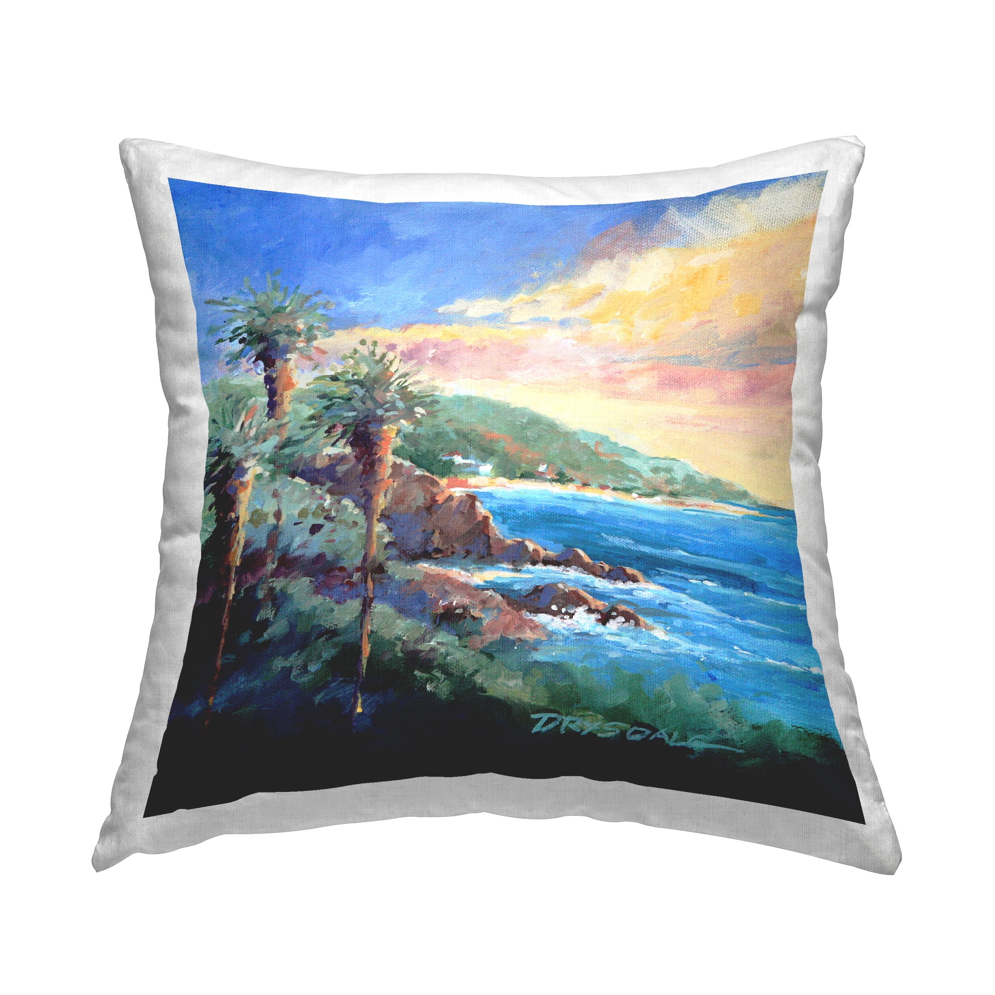 Stupell Industries Tropical Summer Palm Trees Square Decorative Printed Throw Pillow, 18 x 18,